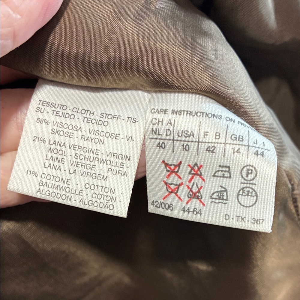 Max Mara Wool Blend Blazer Size 10 Khaki Brown Designer Jacket - Picture 9 of 9